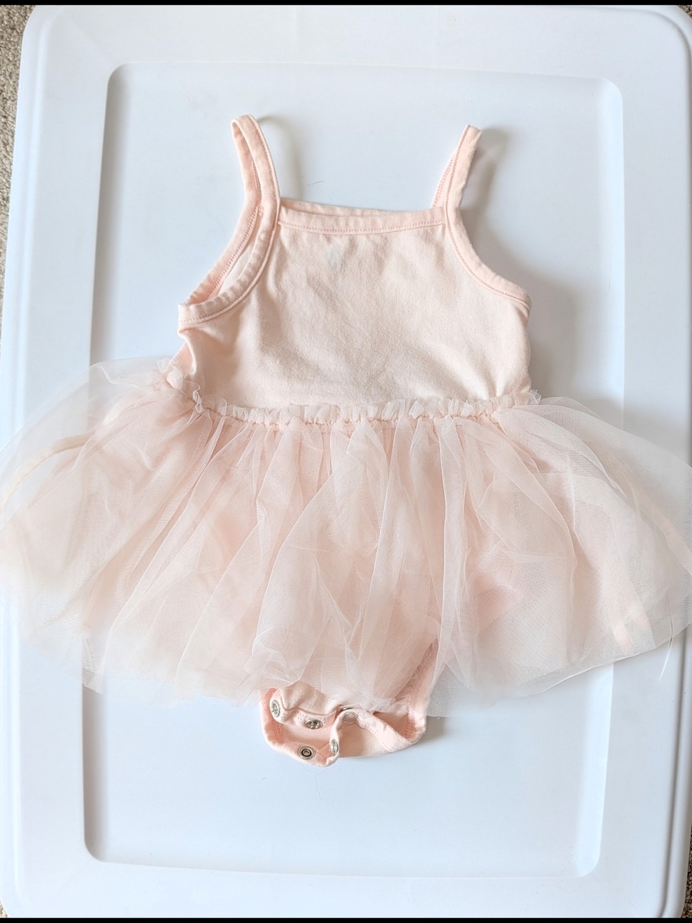 Rise Little Earthling Soft Blush Tulle Bodysuit Dress - Worn Once , Size 6-9M
